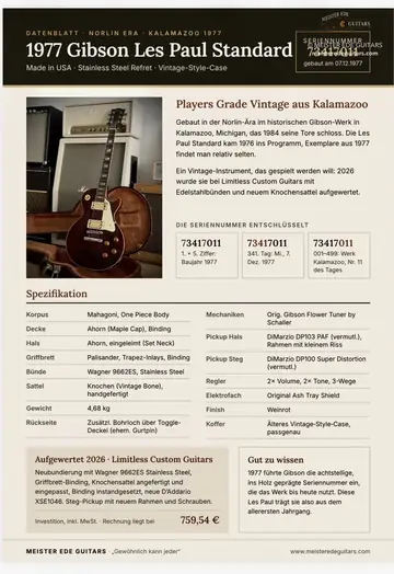Gibson Les Paul Standard Wine Red, Stainless Steel Refret (1977) Foto 35