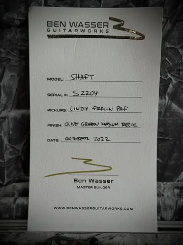 Ben Wasser Shaft #4 Olive Green Medium Relic (2022, Private Stock) Foto 5